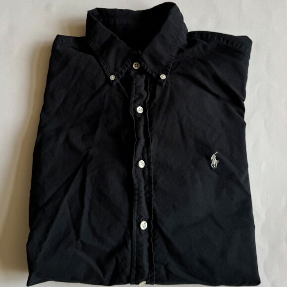 Mens Polo Ralph Lauren Classic Fit Long Sleeve Oxford Button Down Shirt Black - Picture 1 of 2